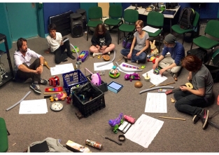 EMS Toy Ensemble rehearsal. Photo by Charles Martin. March 2015.